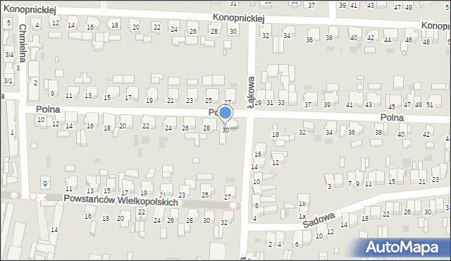 Nowy Tomyśl, Polna, 30, mapa Nowy Tomyśl
