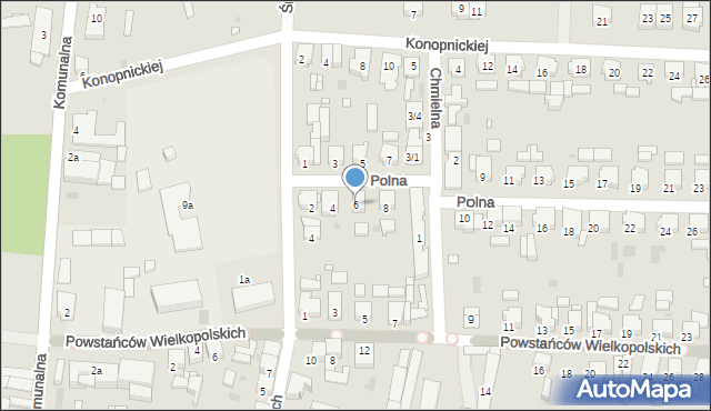 Nowy Tomyśl, Polna, 6, mapa Nowy Tomyśl