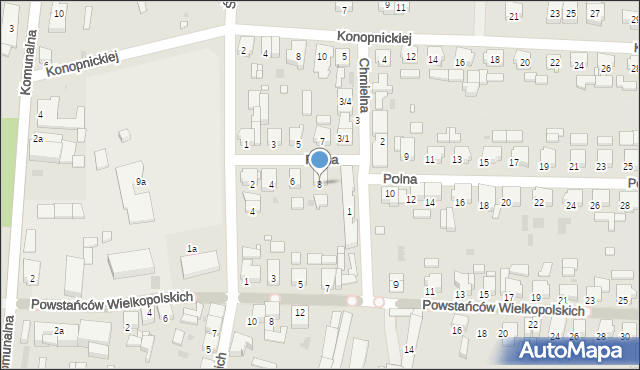 Nowy Tomyśl, Polna, 8, mapa Nowy Tomyśl