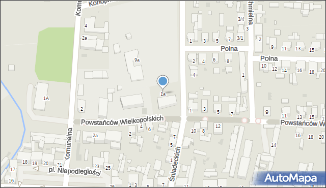 Nowy Tomyśl, Powstańców Wielkopolskich, 1a, mapa Nowy Tomyśl