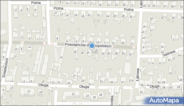 Nowy Tomyśl, Powstańców Wielkopolskich, 22a, mapa Nowy Tomyśl