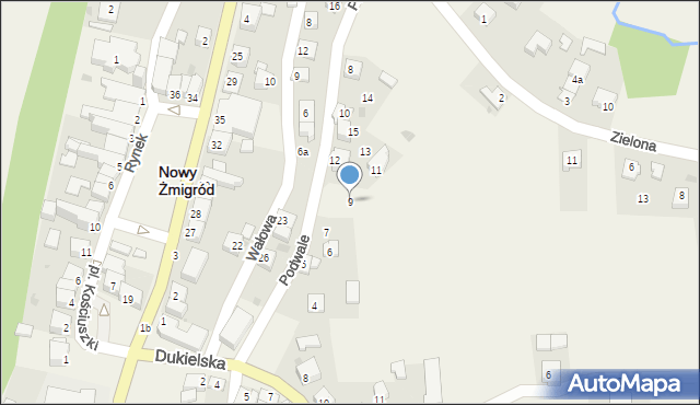 Nowy Żmigród, Podwale, 9, mapa Nowy Żmigród