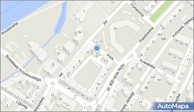 Nysa, Pola Wincentego, 4, mapa Nysy