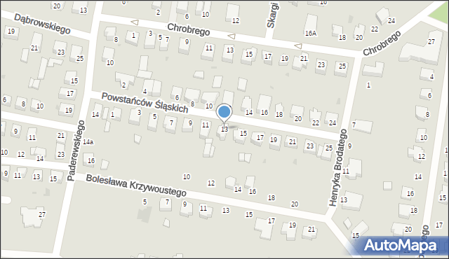 Oborniki Śląskie, Powstańców Śląskich, 13, mapa Oborniki Śląskie