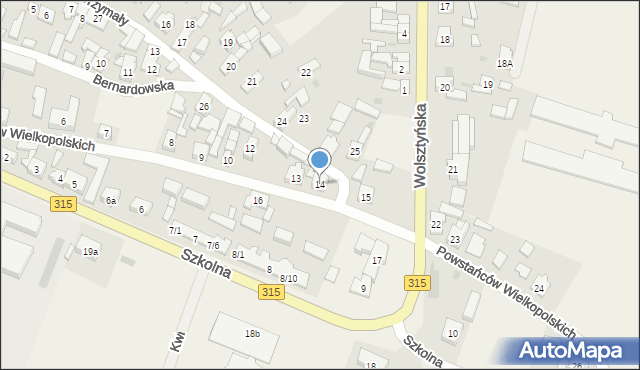 Obra, Powstańców Wielkopolskich, 14, mapa Obra