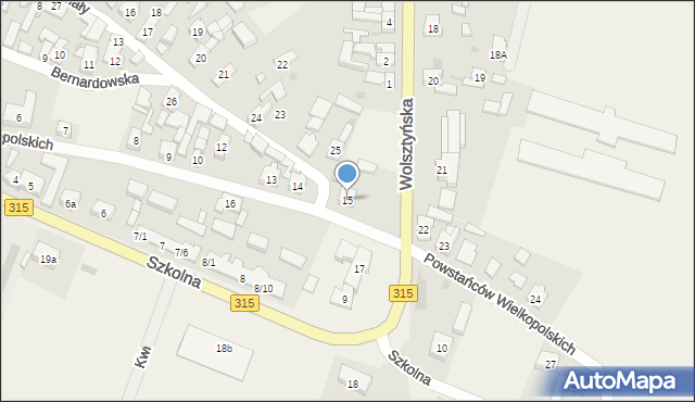 Obra, Powstańców Wielkopolskich, 15, mapa Obra