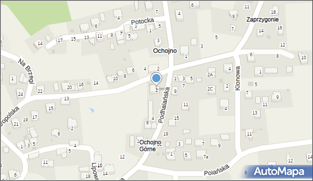 Ochojno, Podhalańska, 2, mapa Ochojno