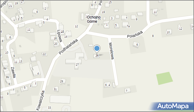 Ochojno, Podhalańska, 25, mapa Ochojno