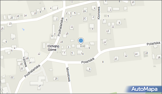 Ochojno, Polańska, 7, mapa Ochojno