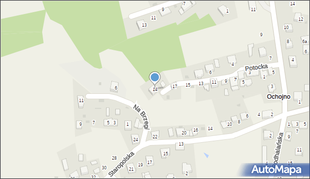 Ochojno, Potocka, 14, mapa Ochojno