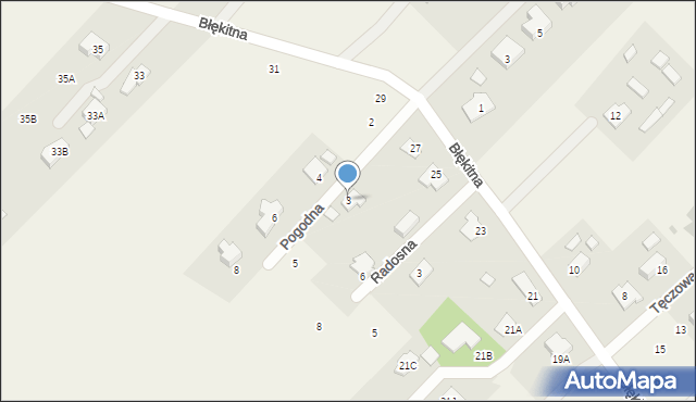 Odrano-Wola, Pogodna, 3, mapa Odrano-Wola