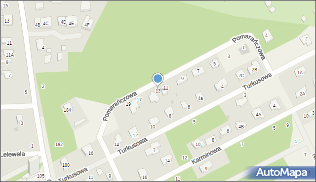 Odrano-Wola, Pomarańczowa, 13, mapa Odrano-Wola