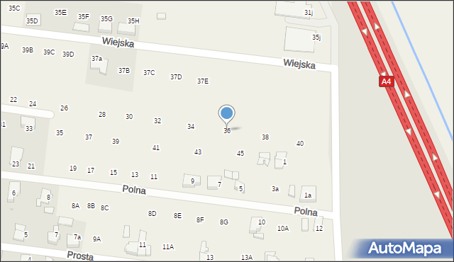 Odrowąż, Polna, 36, mapa Odrowąż