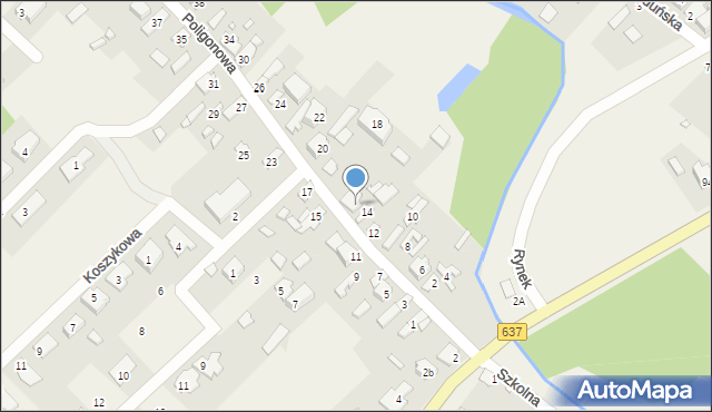 Okuniew, Poligonowa, 16, mapa Okuniew