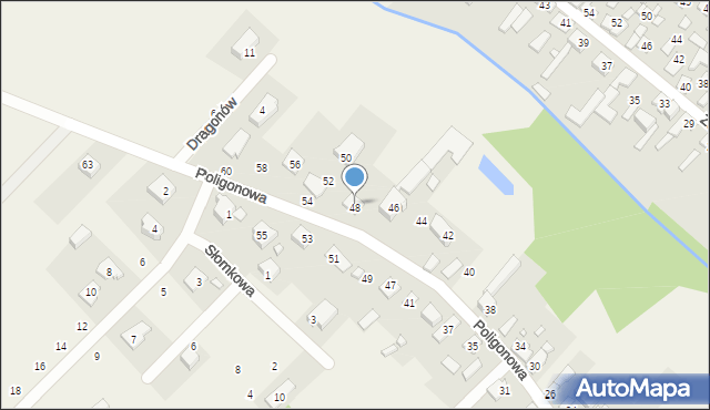 Okuniew, Poligonowa, 48, mapa Okuniew