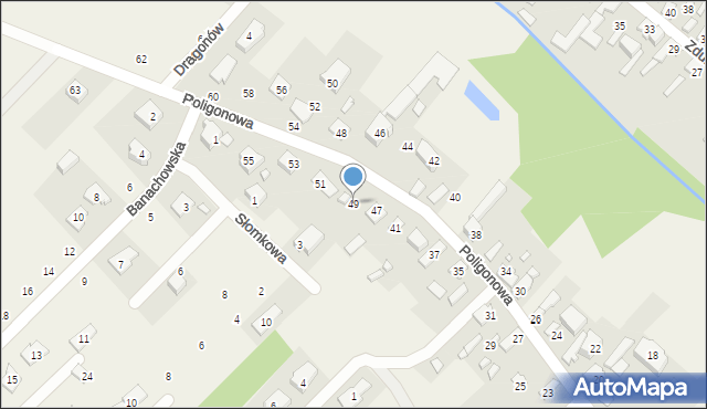 Okuniew, Poligonowa, 49, mapa Okuniew
