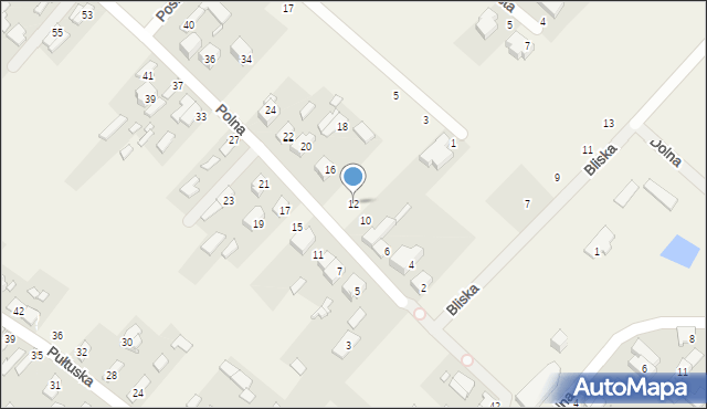 Okuniew, Polna, 12, mapa Okuniew