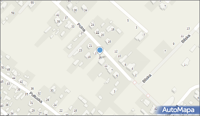 Okuniew, Polna, 15, mapa Okuniew