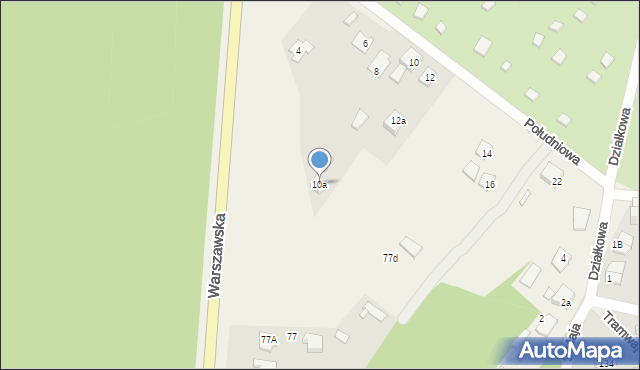 Okuniew, Południowa, 10a, mapa Okuniew