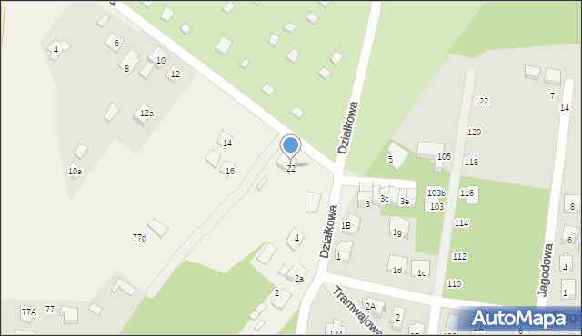 Okuniew, Południowa, 22, mapa Okuniew