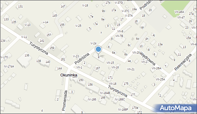 Okuninka, Podróżna, 4, mapa Okuninka