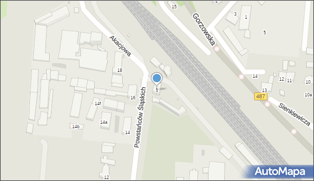 Olesno, Powstańców Śląskich, 3, mapa Olesno