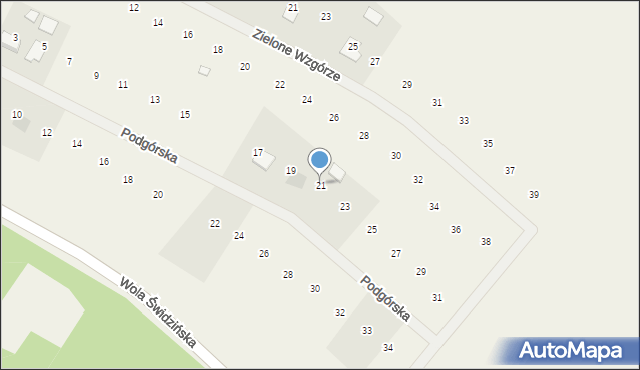 Oleszno, Podgórska, 21, mapa Oleszno