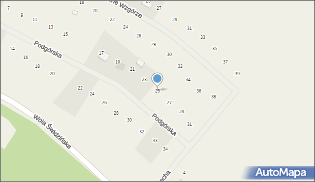 Oleszno, Podgórska, 25, mapa Oleszno