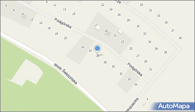 Oleszno, Podgórska, 26, mapa Oleszno