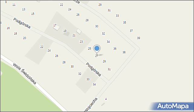 Oleszno, Podgórska, 27, mapa Oleszno