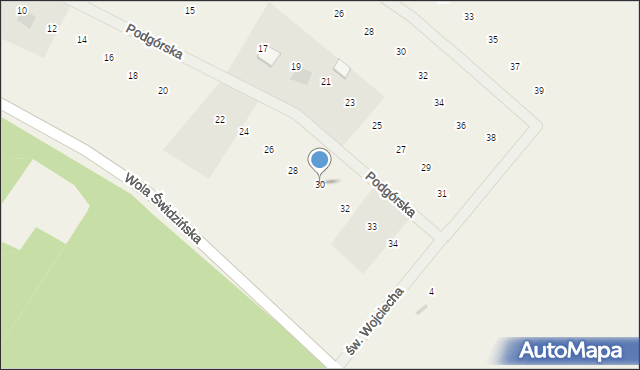 Oleszno, Podgórska, 30, mapa Oleszno