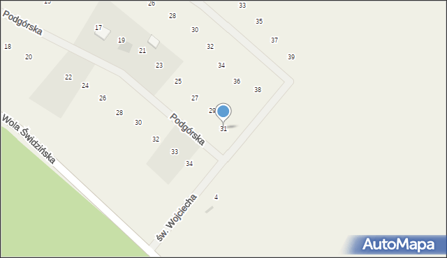 Oleszno, Podgórska, 31, mapa Oleszno