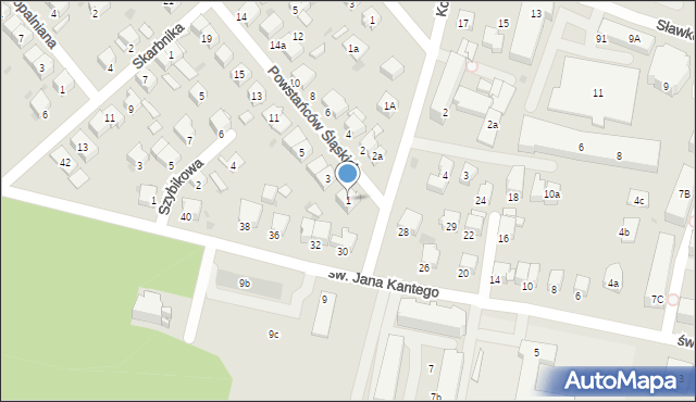 Olkusz, Powstańców Śląskich, 1, mapa Olkusz