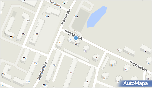 Olsztyn, Poprzeczna, 2a, mapa Olsztyna