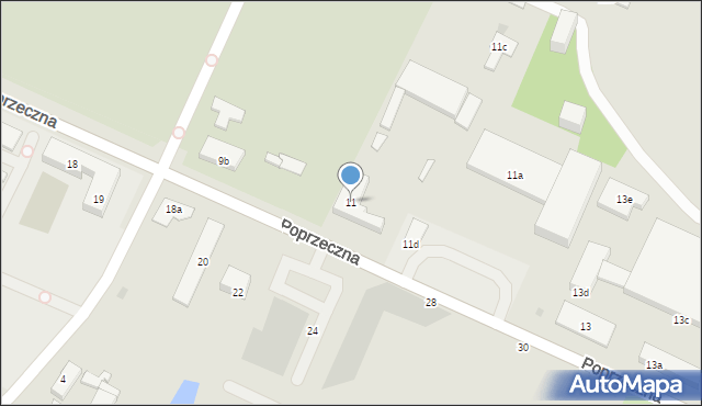 Olsztyn, Poprzeczna, 11, mapa Olsztyna