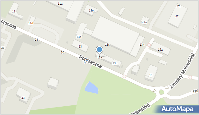 Olsztyn, Poprzeczna, 13a, mapa Olsztyna