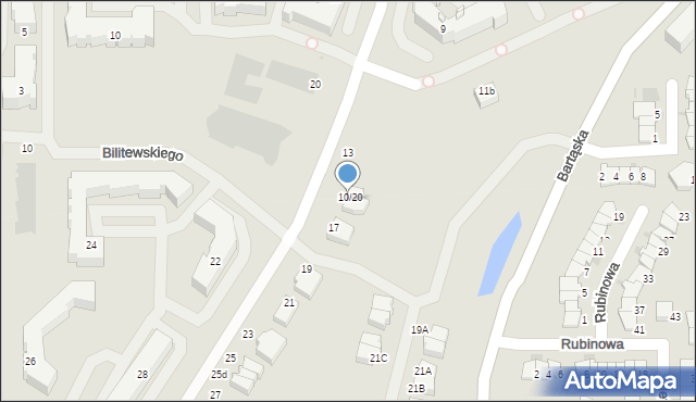 Olsztyn, Popiełuszki Jerzego, bł. ks., 15, mapa Olsztyna