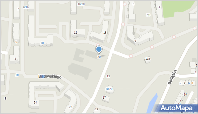 Olsztyn, Popiełuszki Jerzego, bł. ks., 20, mapa Olsztyna