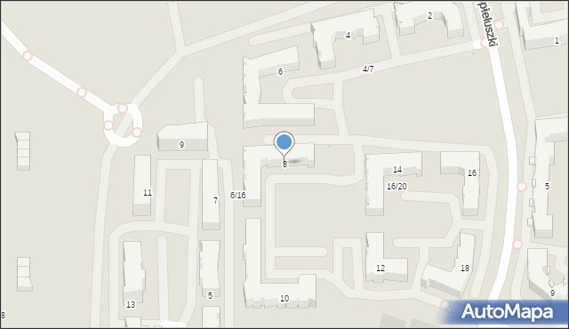 Olsztyn, Popiełuszki Jerzego, bł. ks., 8, mapa Olsztyna