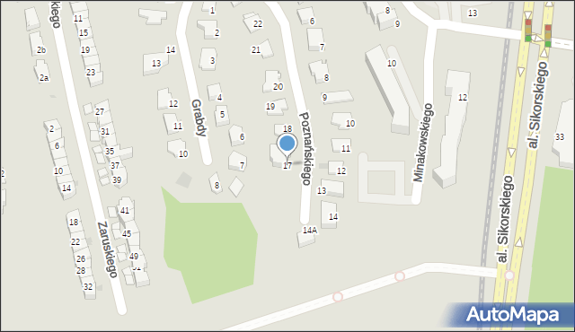 Olsztyn, Poznańskiego Stefana, prof., 17, mapa Olsztyna