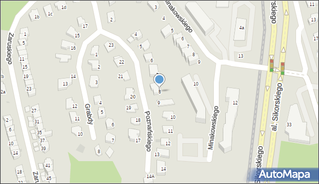 Olsztyn, Poznańskiego Stefana, prof., 8, mapa Olsztyna