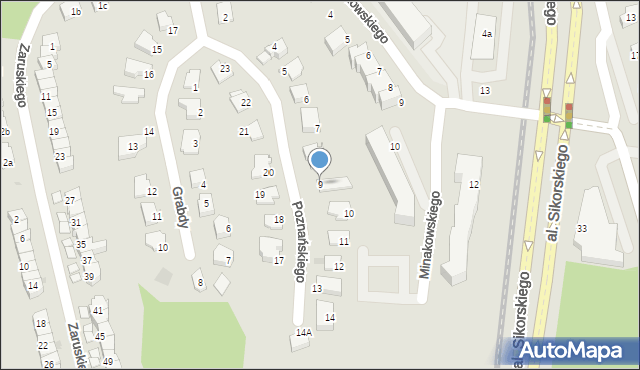 Olsztyn, Poznańskiego Stefana, prof., 9, mapa Olsztyna