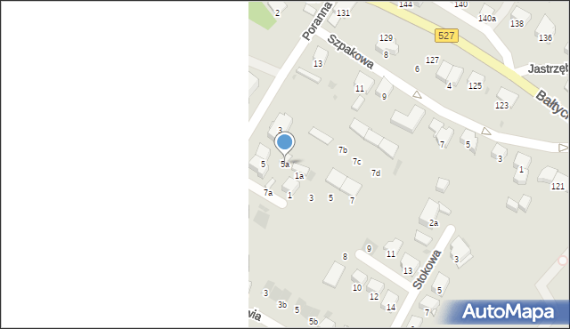 Olsztyn, Poranna, 5a, mapa Olsztyna
