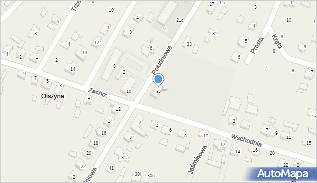 Olszyna, Południowa, 35, mapa Olszyna