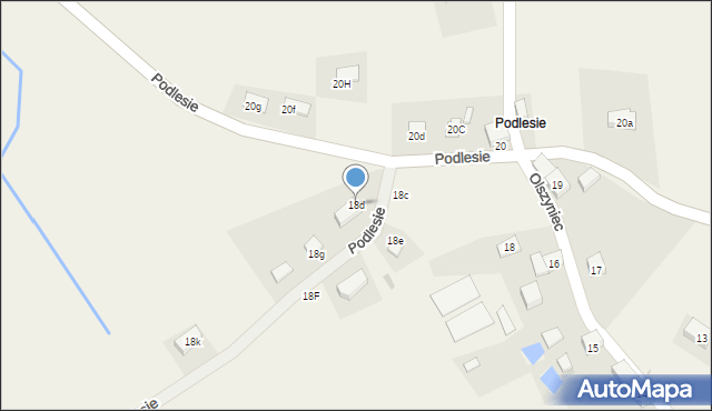Olszyniec, Podlesie, 18d, mapa Olszyniec