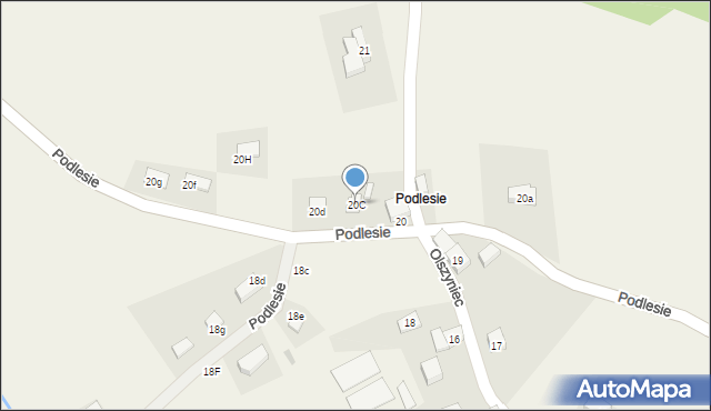 Olszyniec, Podlesie, 20C, mapa Olszyniec