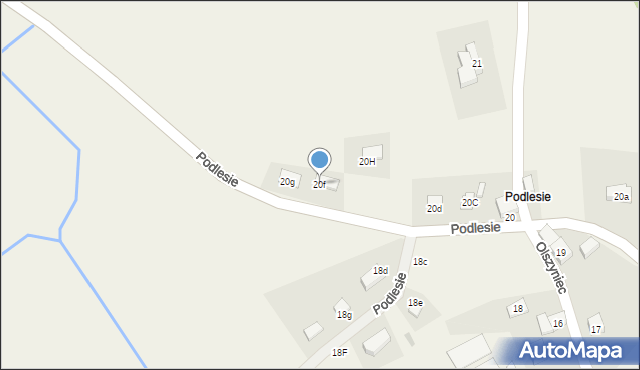 Olszyniec, Podlesie, 20f, mapa Olszyniec