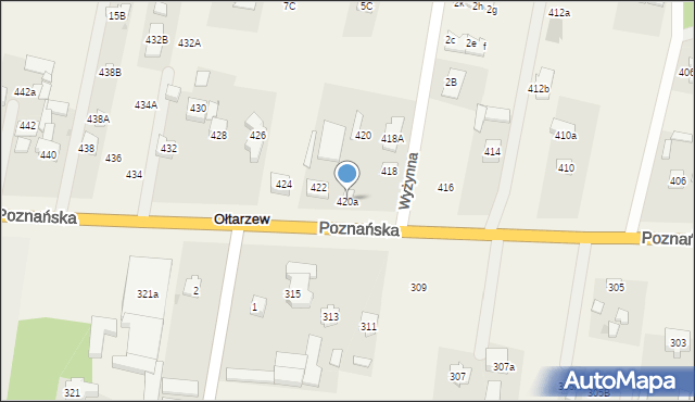 Ołtarzew, Poznańska, 420a, mapa Ołtarzew