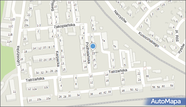 Opole, Podhalańska, 13, mapa Opola