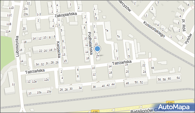 Opole, Podhalańska, 17, mapa Opola